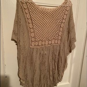 Beautiful tan lacy over shirt